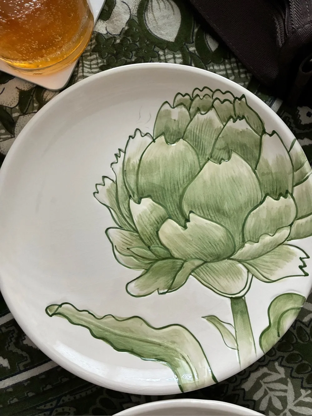 Pottery Barn Handpainted Artichoke Plates re 2010. Some crazing, no chips,stains